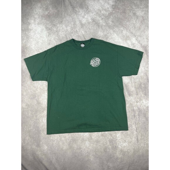 VINTAGE Santa Cruz Skateboards Men T-Shirt 2XL Green Y2K Logo Dot Adult Tee - Picture 1 of 6